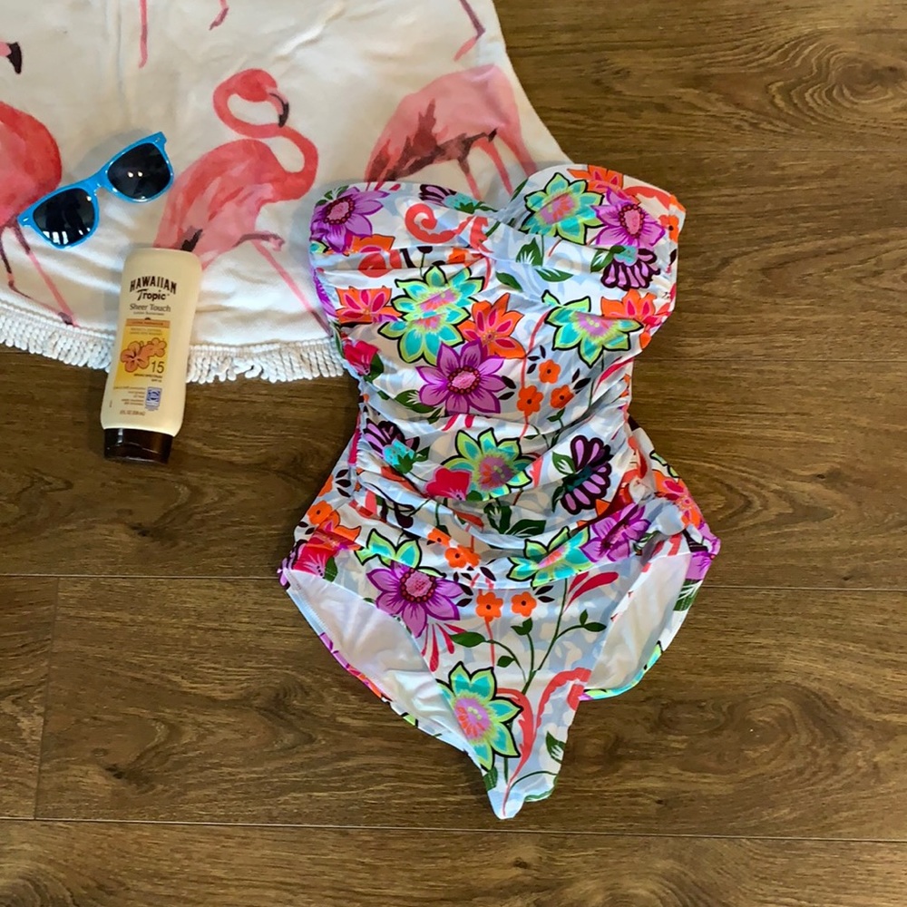 Anne Cole Ruched Bandeau One-Piece Bathing Suit